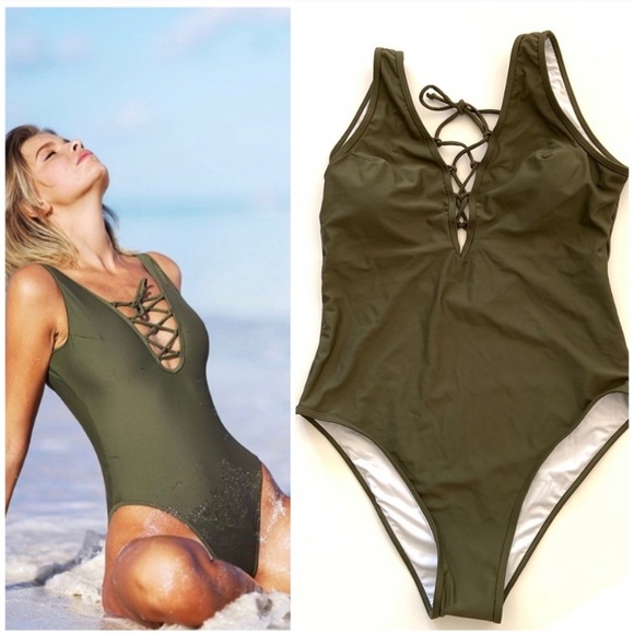 cupshe olive green one piece